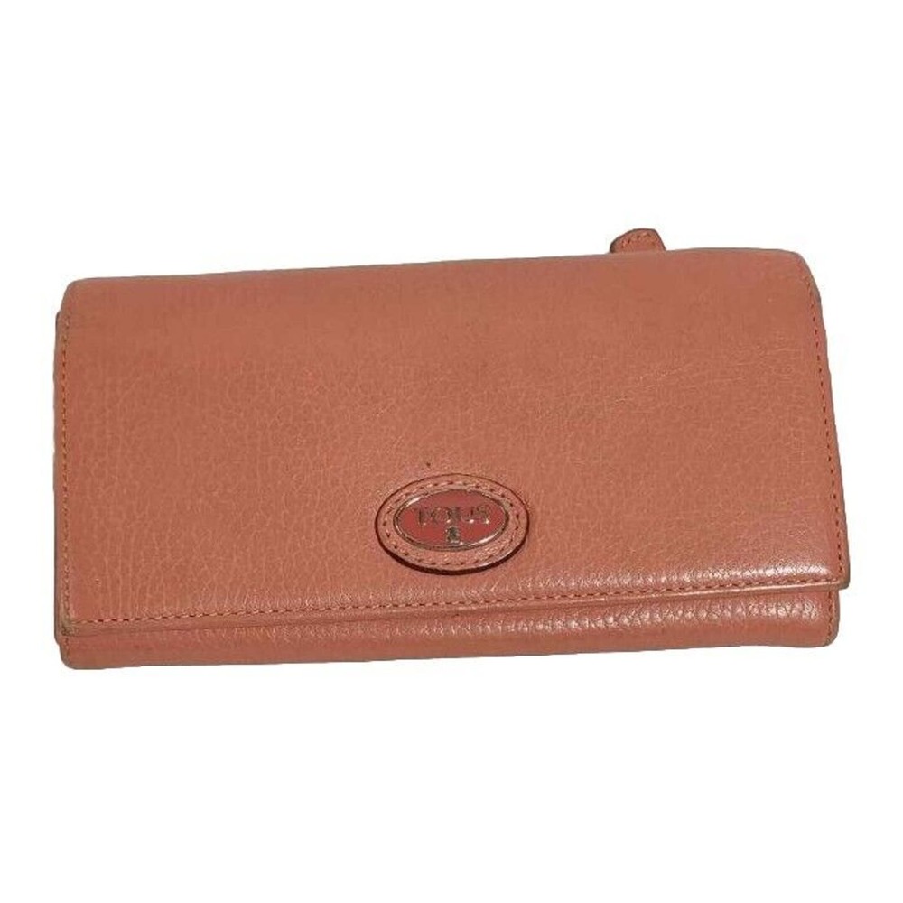 Womens TOUS WALLET Peach Leather Zip Around Clutch Credit Card Holder Large